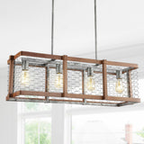 Comegys 34.5" Linear 4-Light Adjustable Iron Rustic Industrial LED Pendant