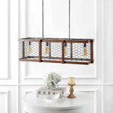 Comegys 34.5" Linear 4-Light Adjustable Iron Rustic Industrial LED Pendant