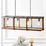Comegys 34.5" Linear 4-Light Adjustable Iron Rustic Industrial LED Pendant