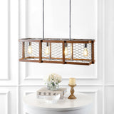 Comegys 34.5" Linear 4-Light Adjustable Iron Rustic Industrial LED Pendant