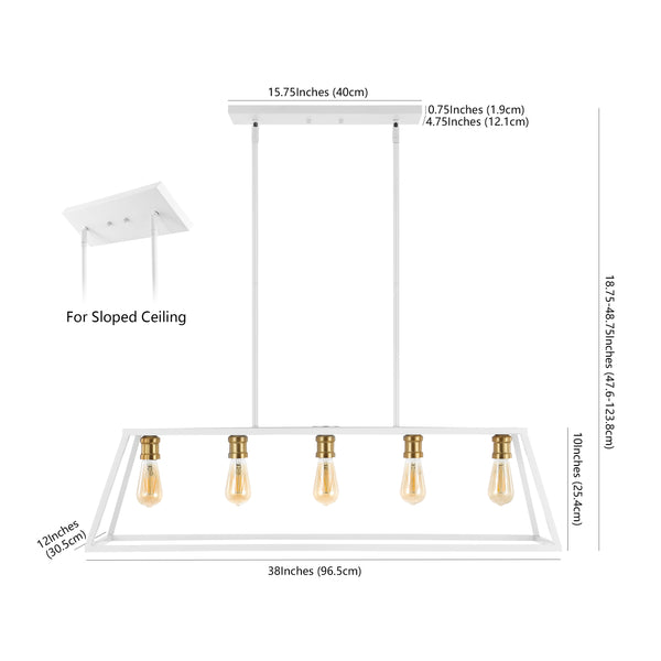 Dimension Image White/Brass Gold / 5 Light