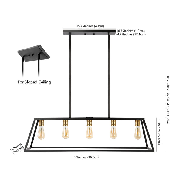 Dimension Image Black/Brass Gold / 5 Light