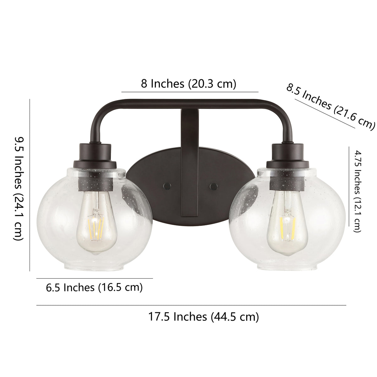 Bonnet Iron/Seeded Glass Cottage Rustic LED Vanity Light