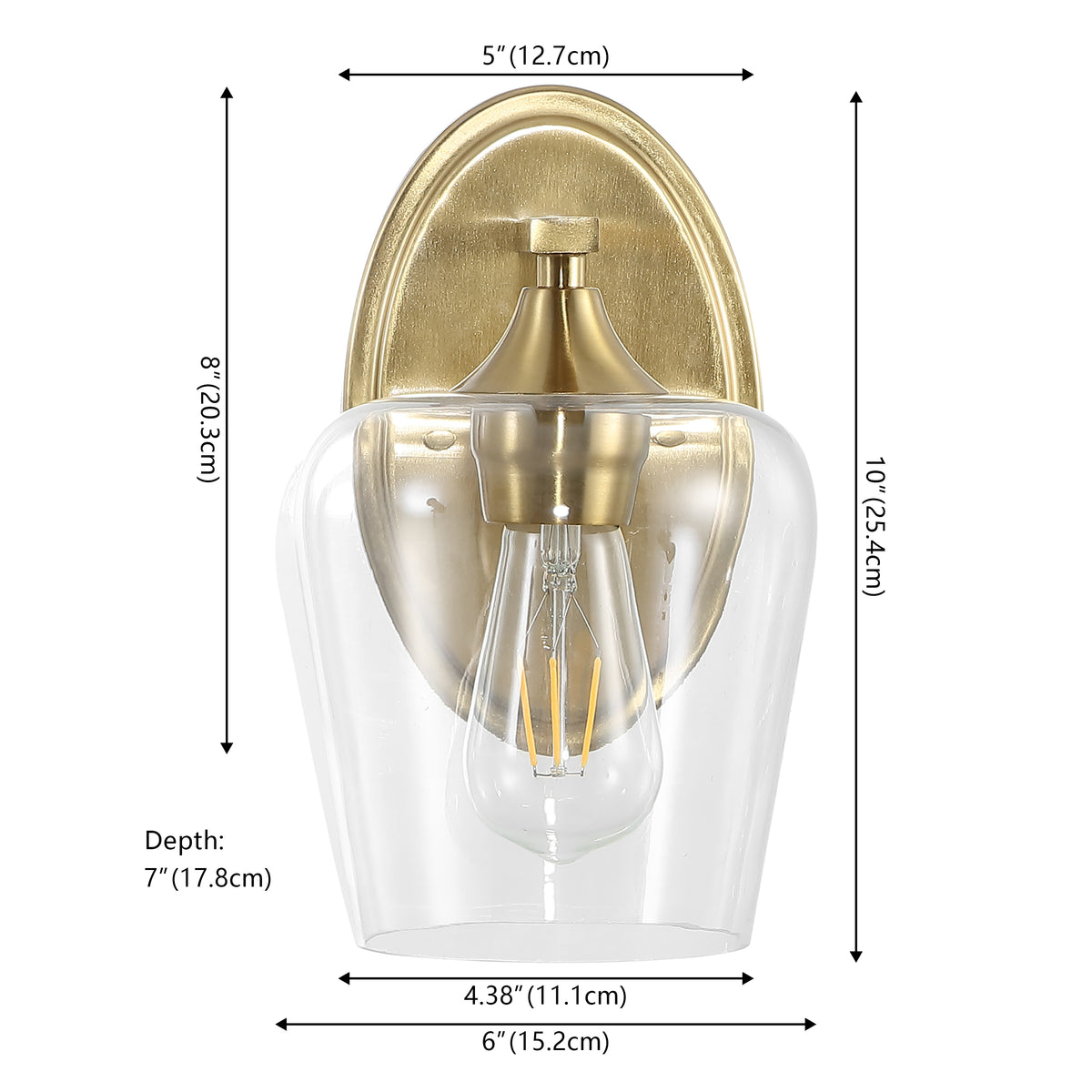 Damon Iron/Glass Cottage Rustic LED Vanity Light