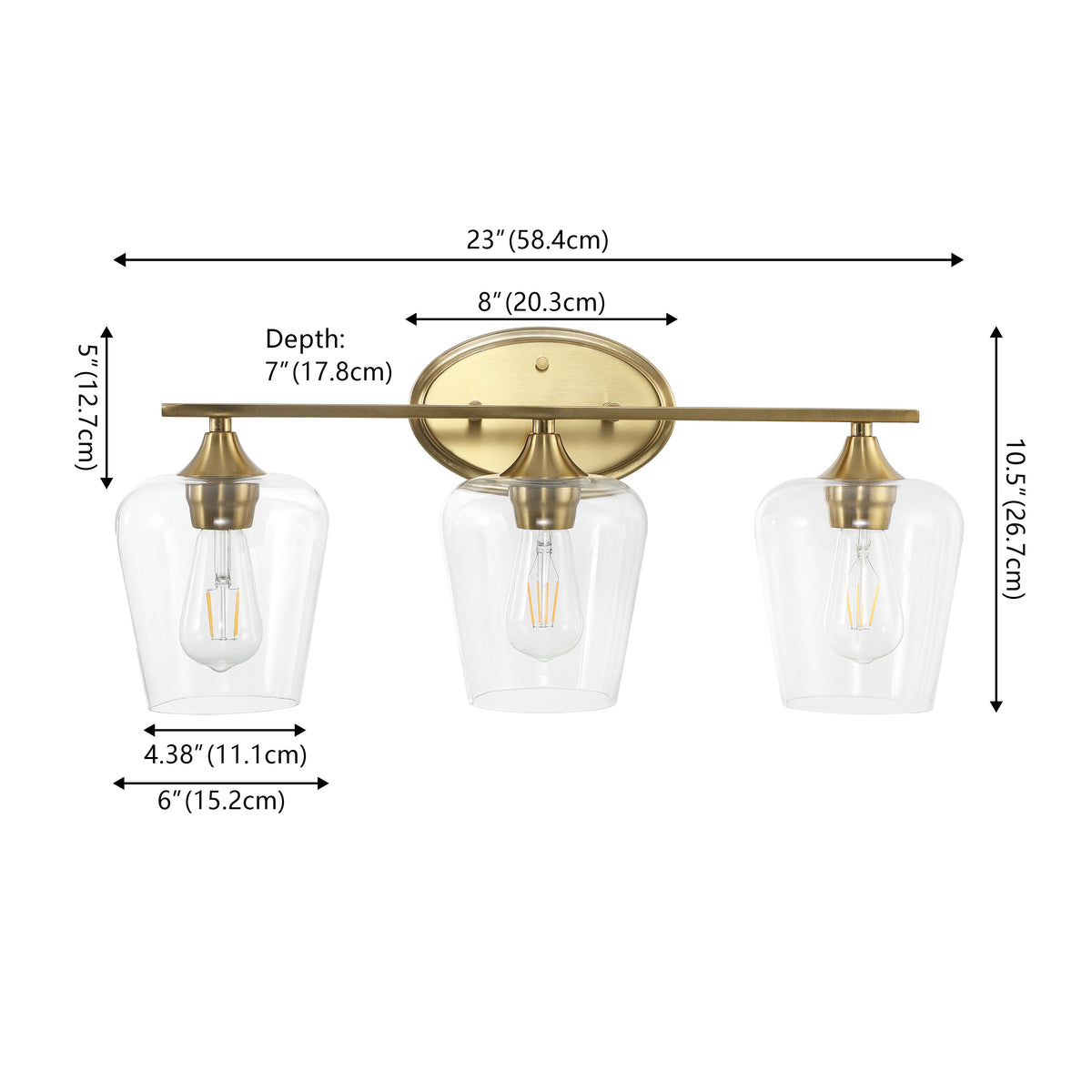 Damon Iron/Glass Cottage Rustic LED Vanity Light