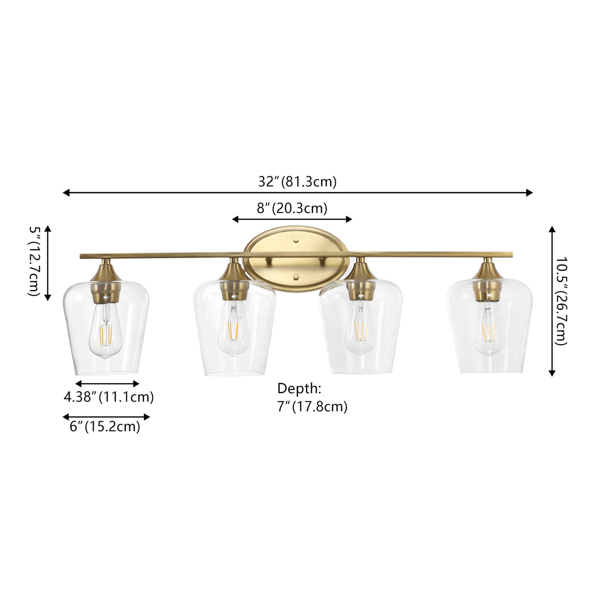 Damon Iron/Glass Cottage Rustic LED Vanity Light