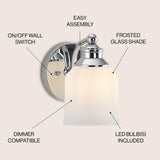 Berkley Iron/Frosted Glass Farmhouse Cottage LED Vanity Light