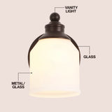 Berkley Iron/Frosted Glass Farmhouse Cottage LED Vanity Light