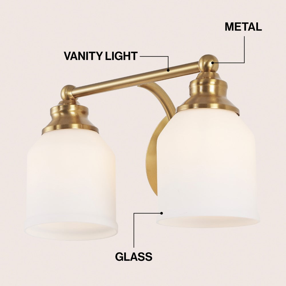 Berkley Iron/Frosted Glass Farmhouse Cottage LED Vanity Light