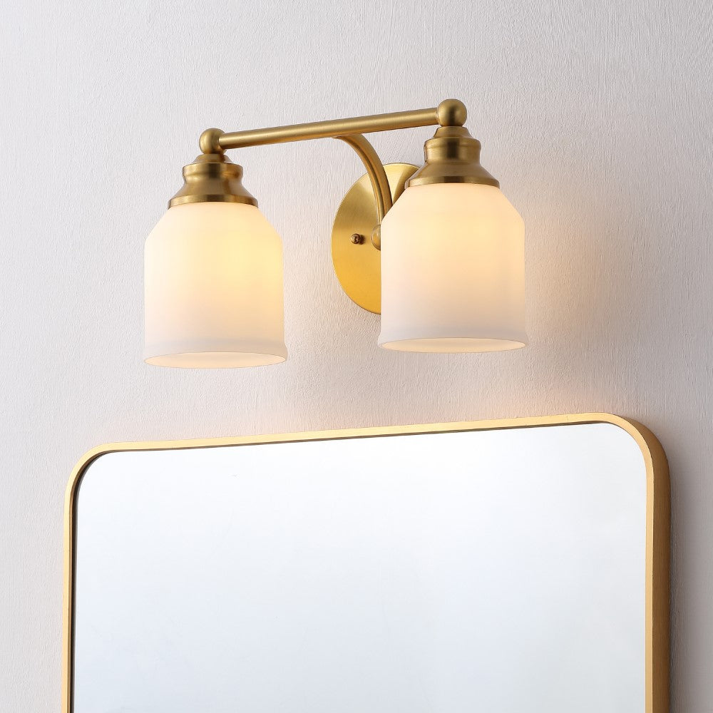 Berkley Iron/Frosted Glass Farmhouse Cottage LED Vanity Light