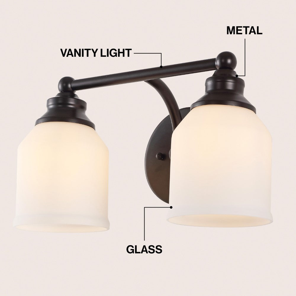 Berkley Iron/Frosted Glass Farmhouse Cottage LED Vanity Light
