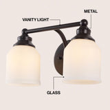 Berkley Iron/Frosted Glass Farmhouse Cottage LED Vanity Light