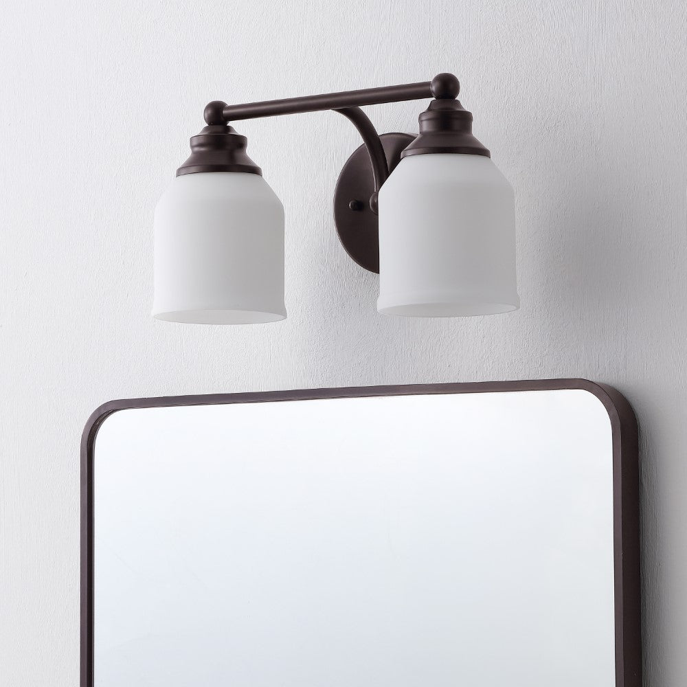 Berkley Iron/Frosted Glass Farmhouse Cottage LED Vanity Light