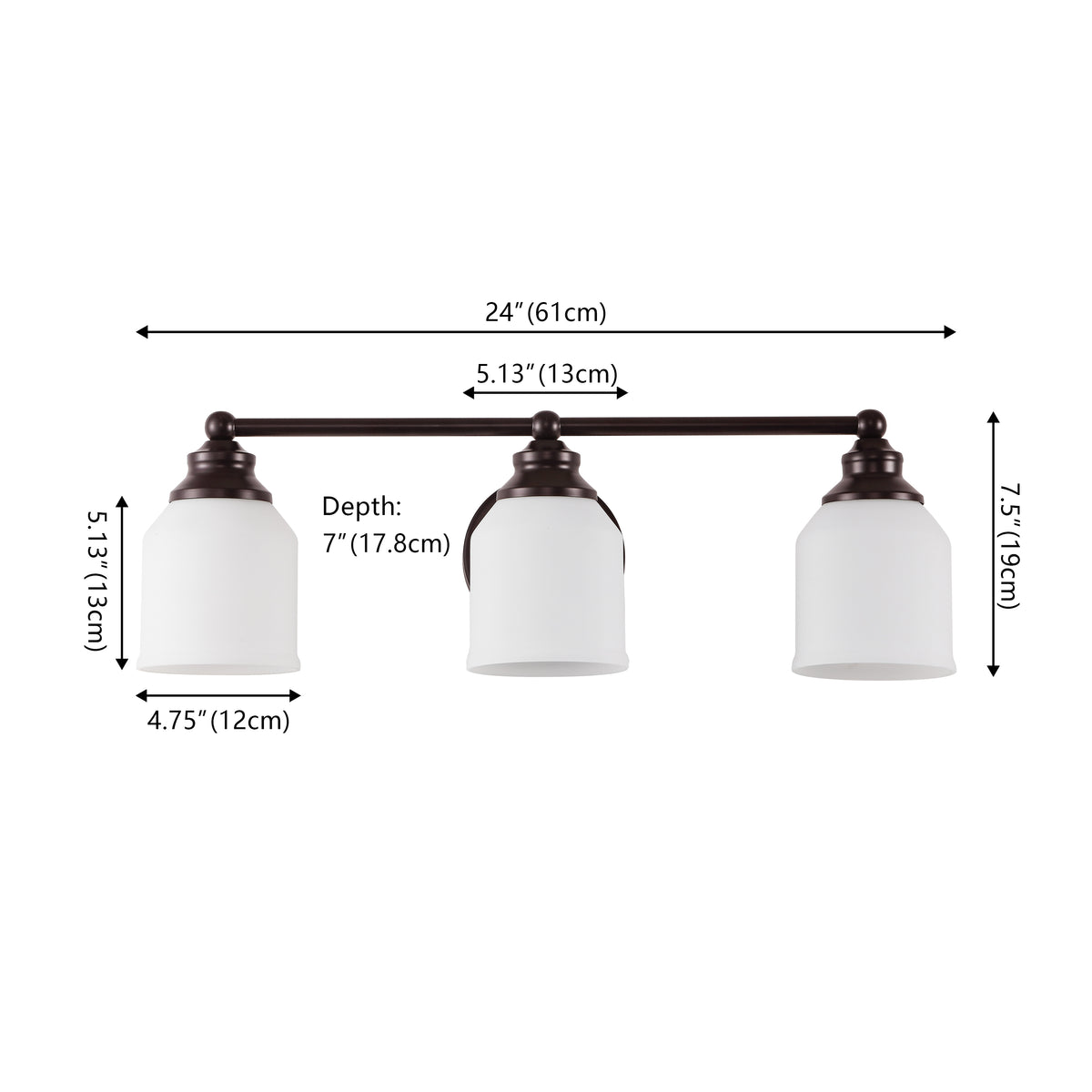 Berkley Iron/Frosted Glass Farmhouse Cottage LED Vanity Light