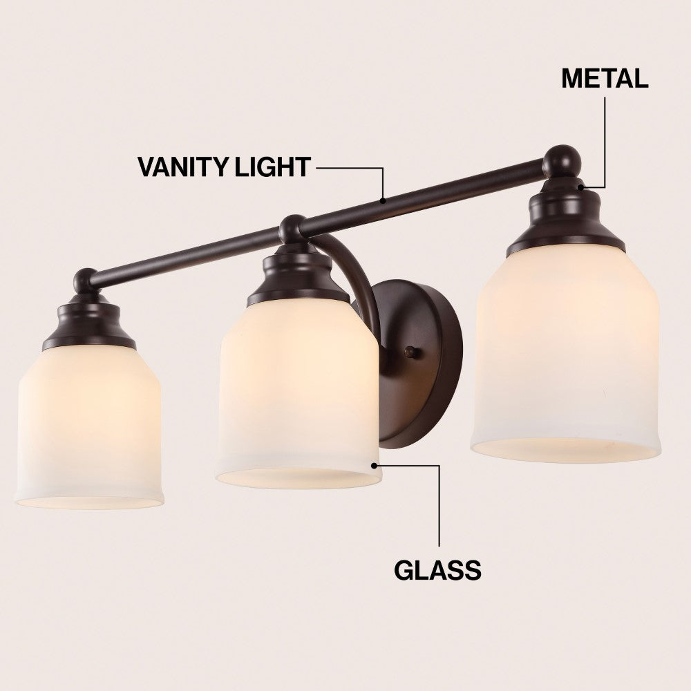 Berkley Iron/Frosted Glass Farmhouse Cottage LED Vanity Light