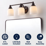 Berkley Iron/Frosted Glass Farmhouse Cottage LED Vanity Light