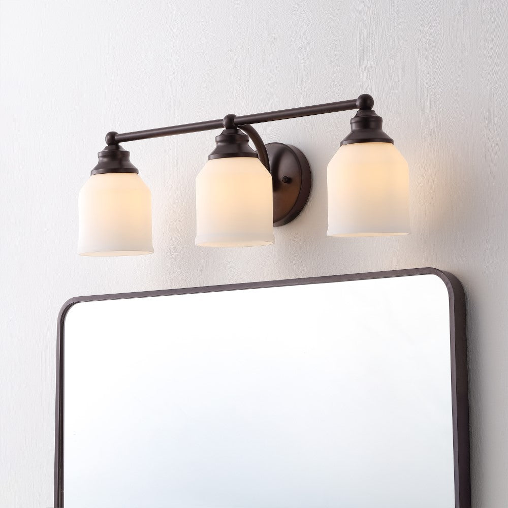 Berkley Iron/Frosted Glass Farmhouse Cottage LED Vanity Light
