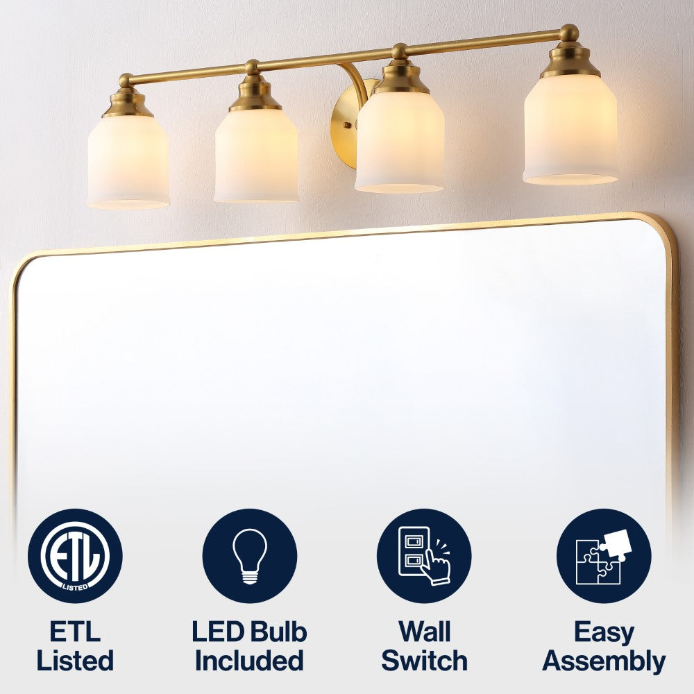 Berkley Iron/Frosted Glass Farmhouse Cottage LED Vanity Light