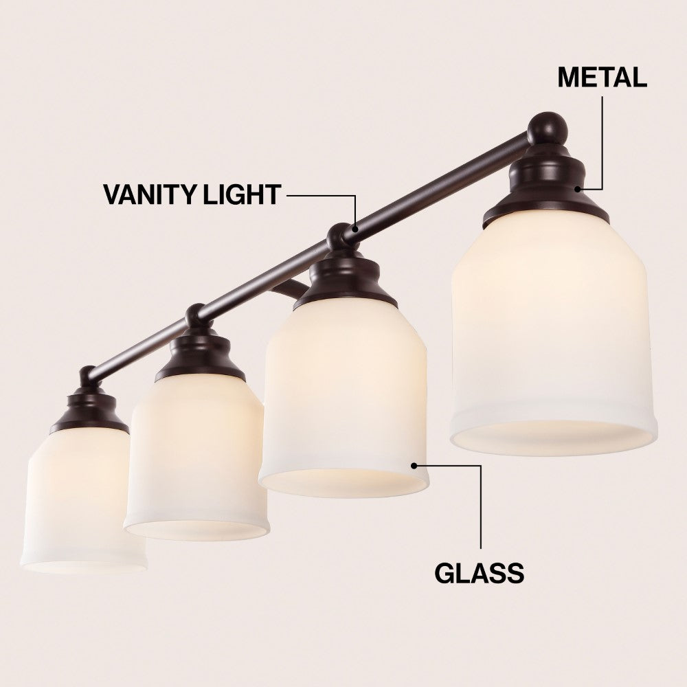 Berkley Iron/Frosted Glass Farmhouse Cottage LED Vanity Light