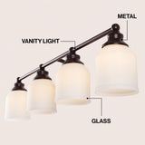 Berkley Iron/Frosted Glass Farmhouse Cottage LED Vanity Light