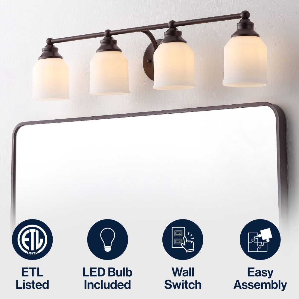 Berkley Iron/Frosted Glass Farmhouse Cottage LED Vanity Light