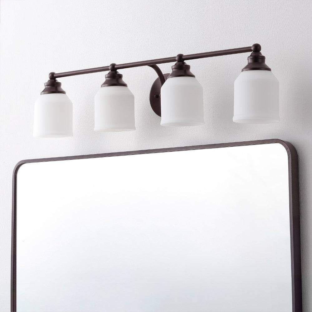 Berkley Iron/Frosted Glass Farmhouse Cottage LED Vanity Light