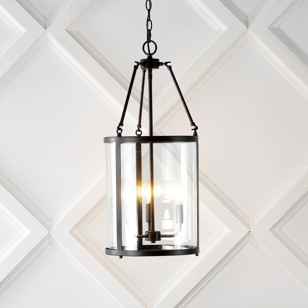 Thomas 12" Industrial Farmhouse Iron/Glass LED Pendant