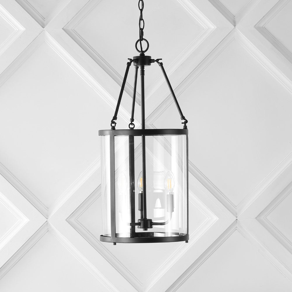 Thomas 12" Industrial Farmhouse Iron/Glass LED Pendant