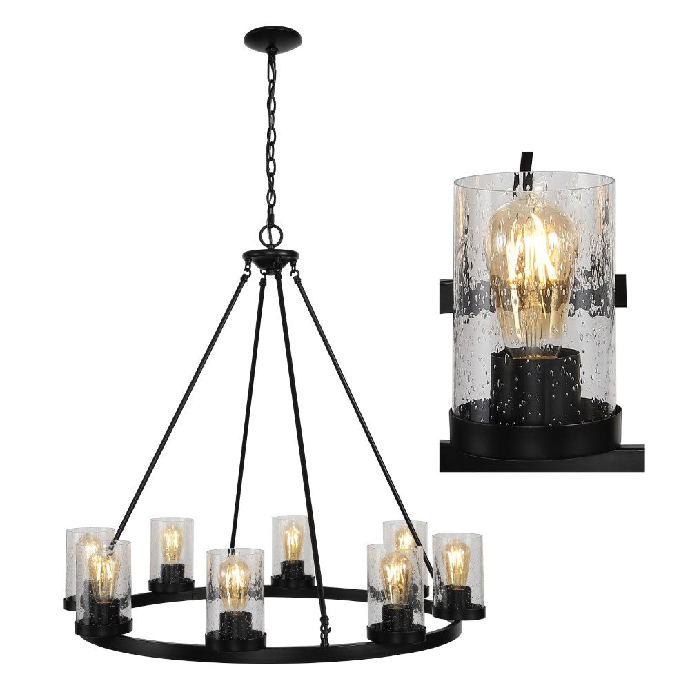 Mcguire Ring 33.5" Iron/Seeded Glass Bohemian Cottae LED Chandelier