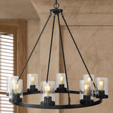 Mcguire Ring 33.5" Iron/Seeded Glass Bohemian Cottae LED Chandelier