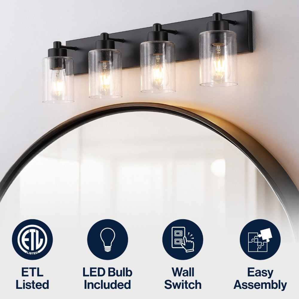 Margaret Seeded Glass/Iron Modern Contemporary LED Vanity Light
