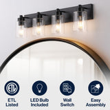 Margaret Seeded Glass/Iron Modern Contemporary LED Vanity Light
