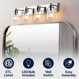 Margaret Seeded Glass/Iron Modern Contemporary LED Vanity Light