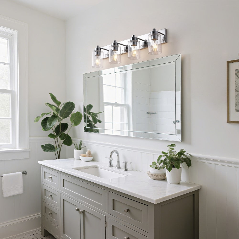 Margaret Seeded Glass/Iron Modern Contemporary LED Vanity Light