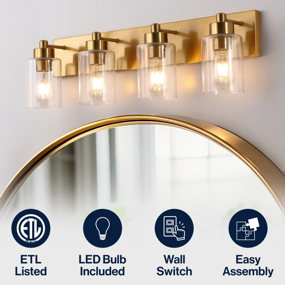 Margaret Seeded Glass/Iron Modern Contemporary LED Vanity Light