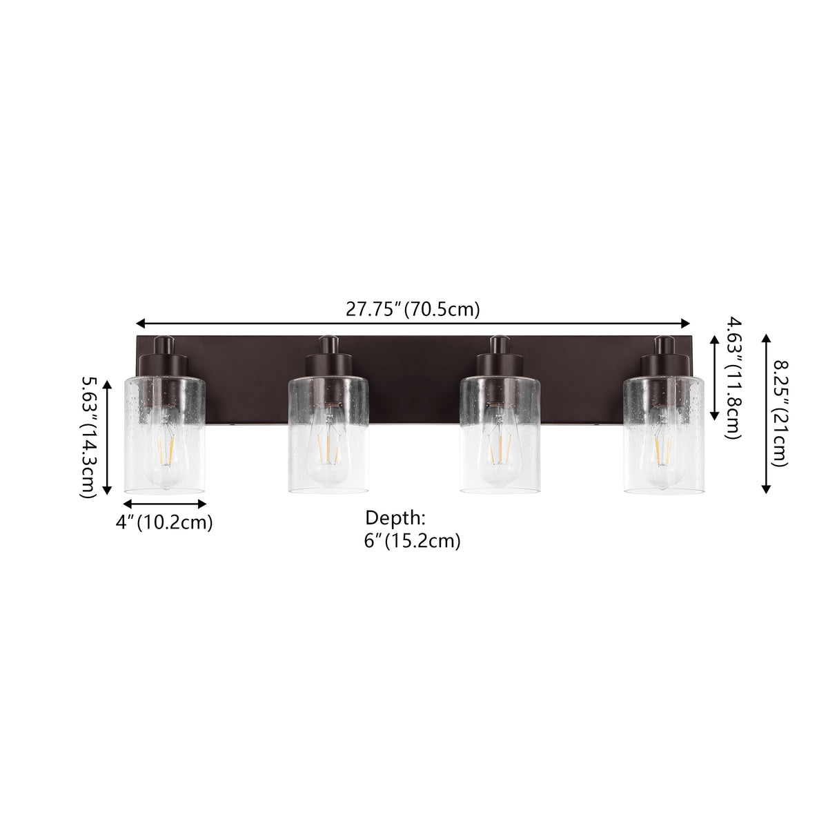 Margaret Seeded Glass/Iron Modern Contemporary LED Vanity Light