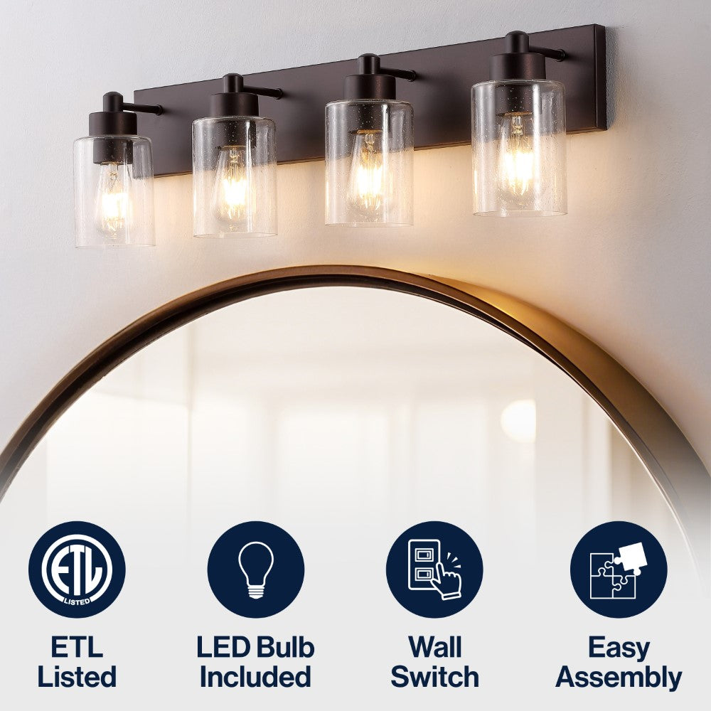 Margaret Seeded Glass/Iron Modern Contemporary LED Vanity Light