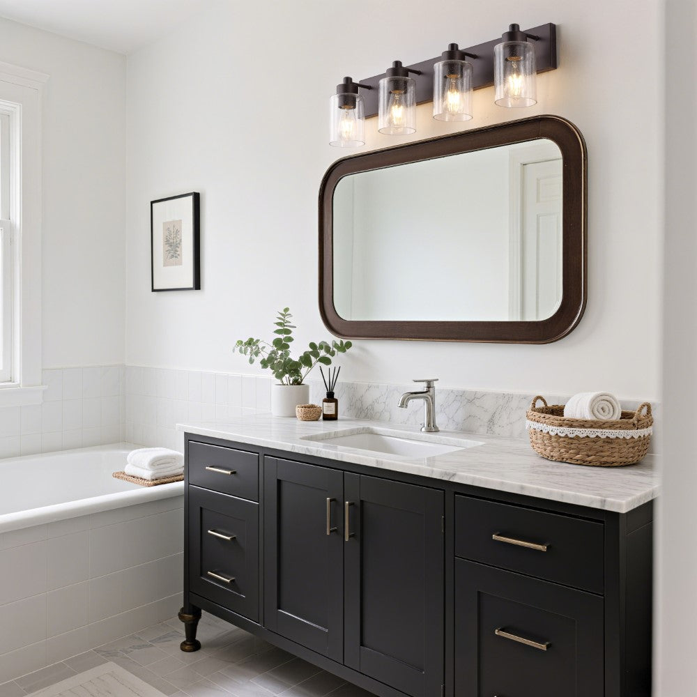 Margaret Seeded Glass/Iron Modern Contemporary LED Vanity Light