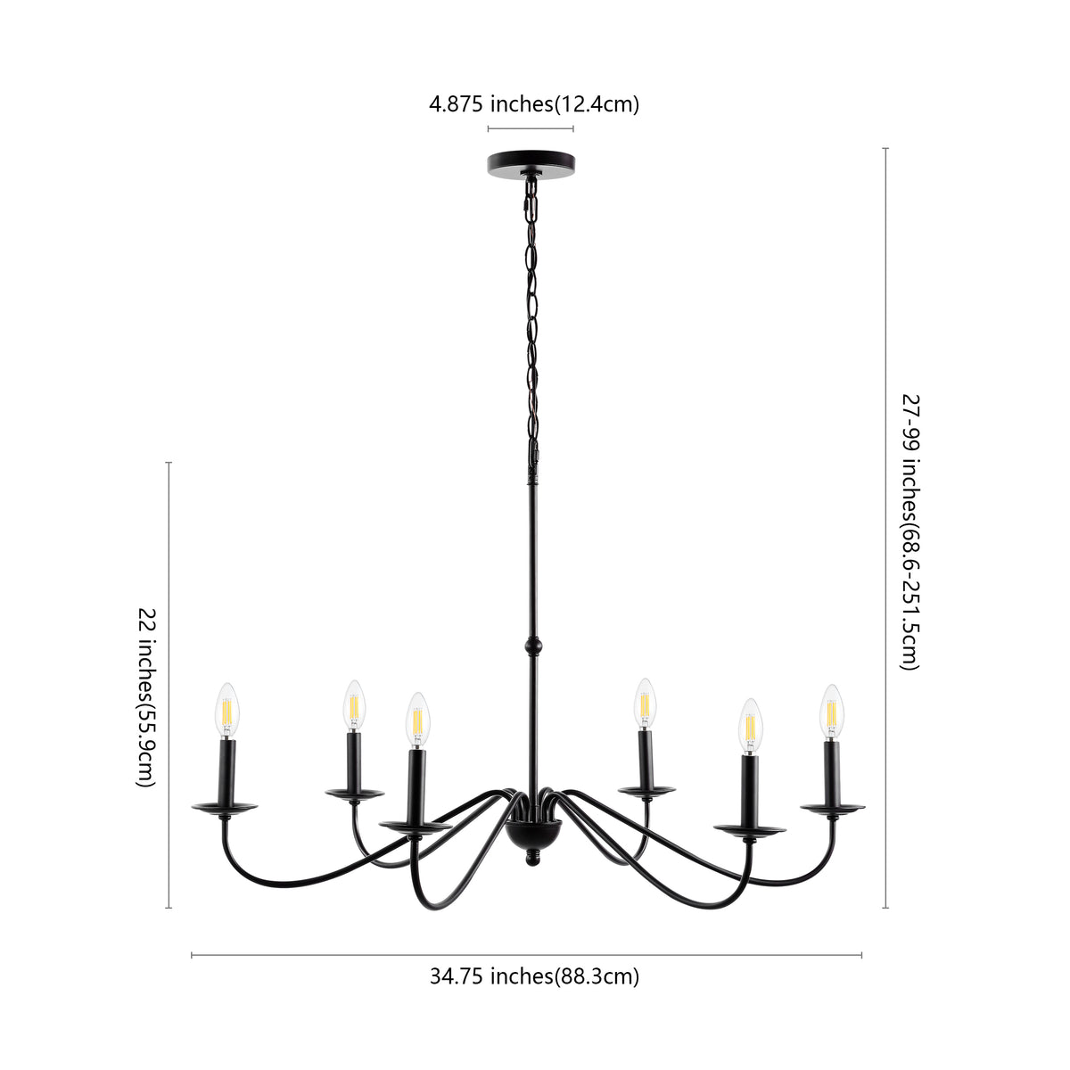Bernice 34.75" Bohemian Farmhouse Iron LED Chandelier