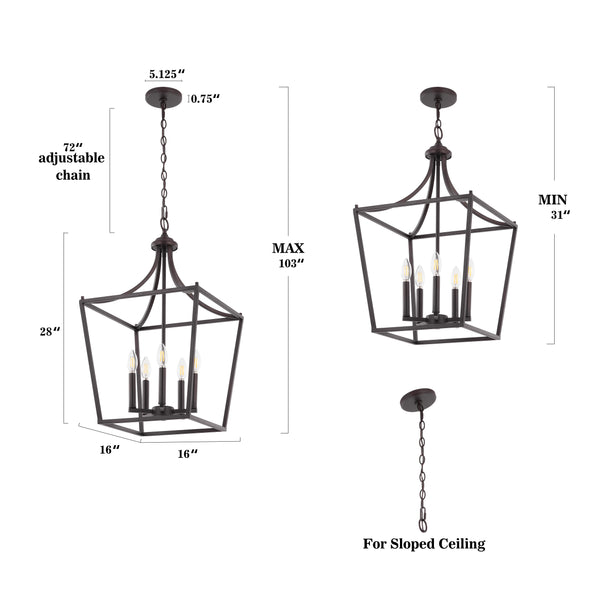 Dimension Image Oil Rubbed Bronze / 5 Light