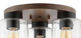 Sandra 13" Bohemian Farmhouse Iron/Seeded Glass LED Semi Flush Mount