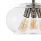 Clark 13.75" Modern Industrial Iron/Seeded Glass LED Semi Flush Mount