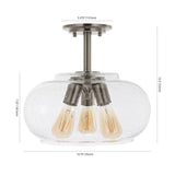 Clark 13.75" Modern Industrial Iron/Seeded Glass LED Semi Flush Mount