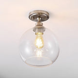 Gwen 9.75" Bohemian Farmhouse Iron/Seeded Glass LED Semi Flush Mount