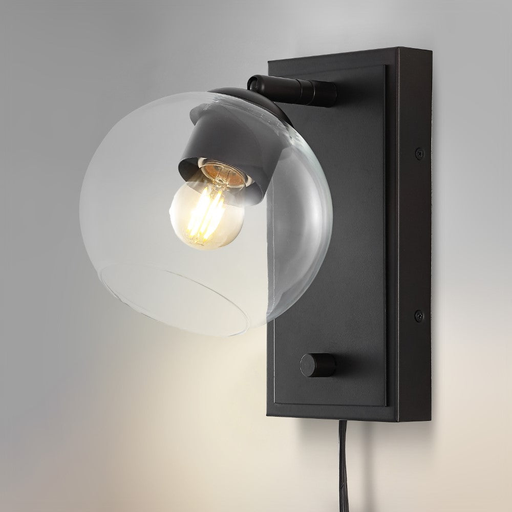 Pivoting 6" Minimalist Modern Plug-In or Hardwired Adjustable Iron LED Wall Sconce with Rotary Dimmer