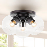 Franklin 11.5" Farmhouse Rustic Iron/Glass LED Semi Flush Mount