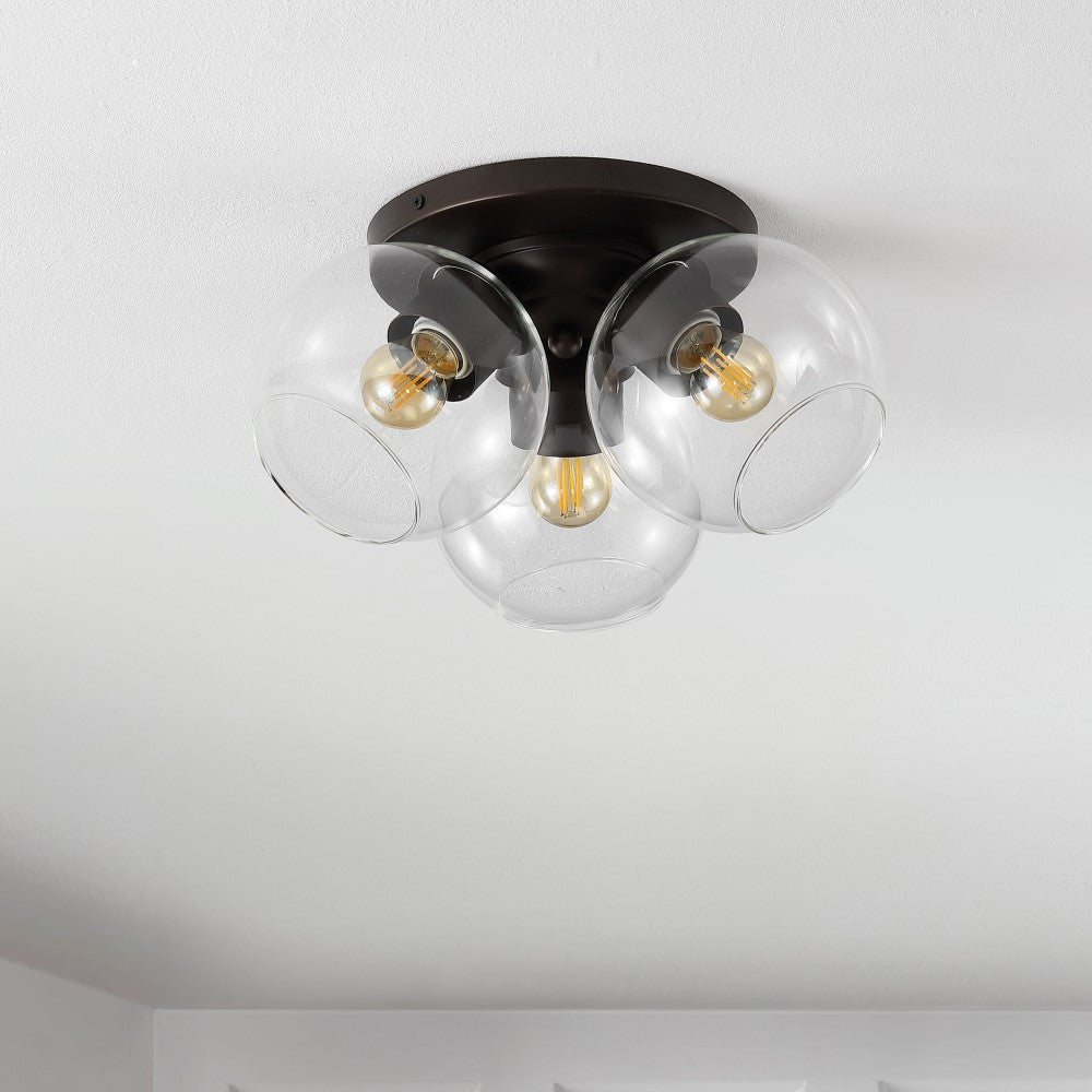 Franklin 11.5" Farmhouse Rustic Iron/Glass LED Semi Flush Mount