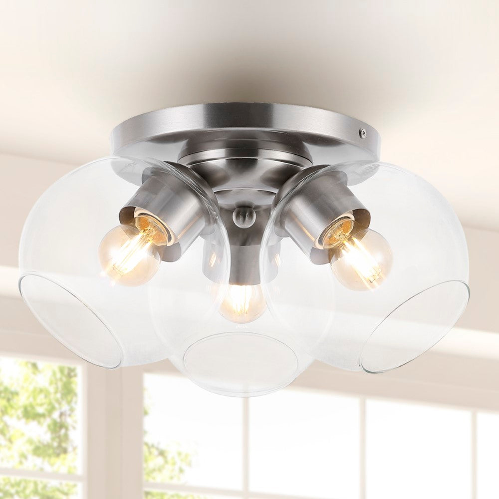 Franklin 11.5" Farmhouse Rustic Iron/Glass LED Semi Flush Mount