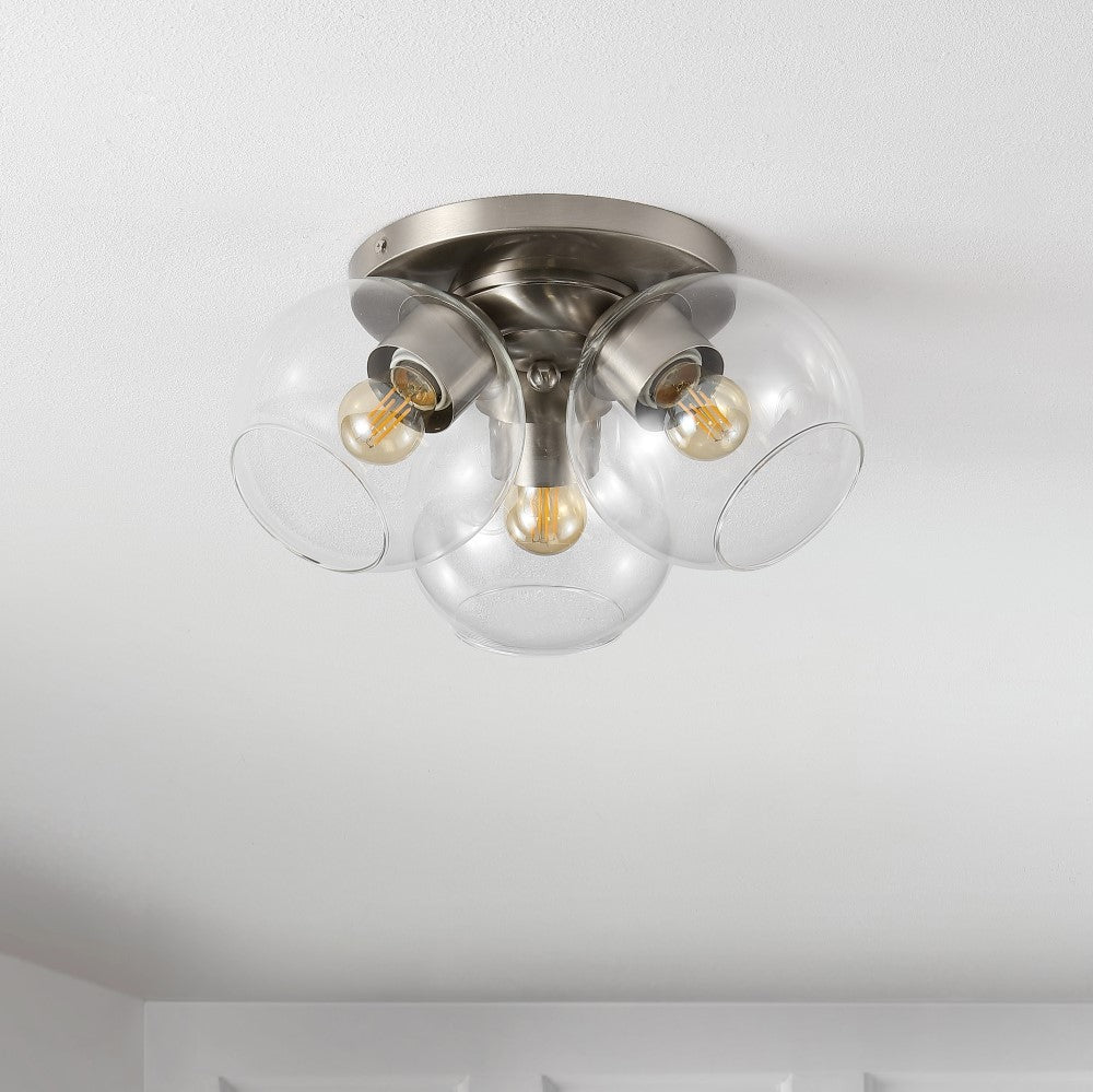 Franklin 11.5" Farmhouse Rustic Iron/Glass LED Semi Flush Mount