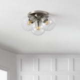 Franklin 11.5" Farmhouse Rustic Iron/Glass LED Semi Flush Mount